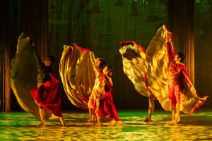 Dancers on stage in Ballet Cymru's Sleeping Beauty