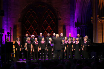 A choir stand on stage in Lichfield Cathedral